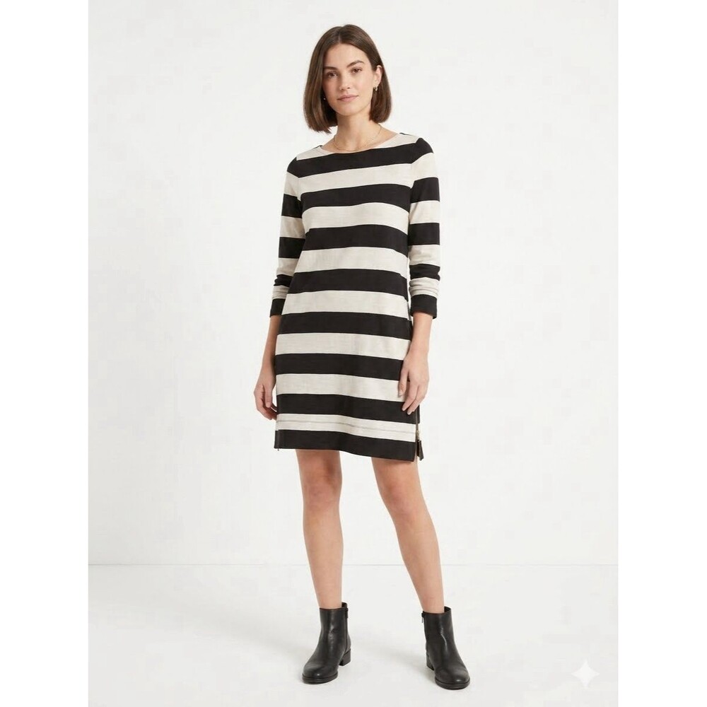 J. Crew Black and White Stripe Knit T-shirt dress Small
